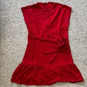 NWOT MNG Casual Vibrant Red Sleeveless Wrap Mini Dress w/ Ruffle Hem - Size 6